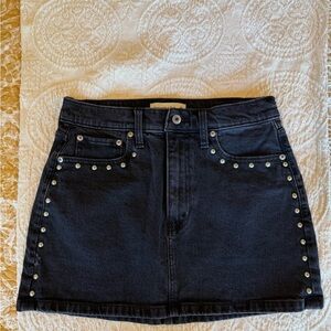 Abercrombie & Fitch Dark Denim Mini Skirt with Stud Accents
